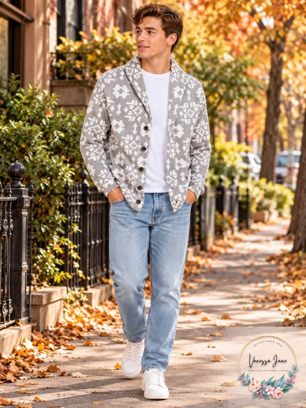 Levis Mens Patterned Shawl Collar Sweater, Size Medium